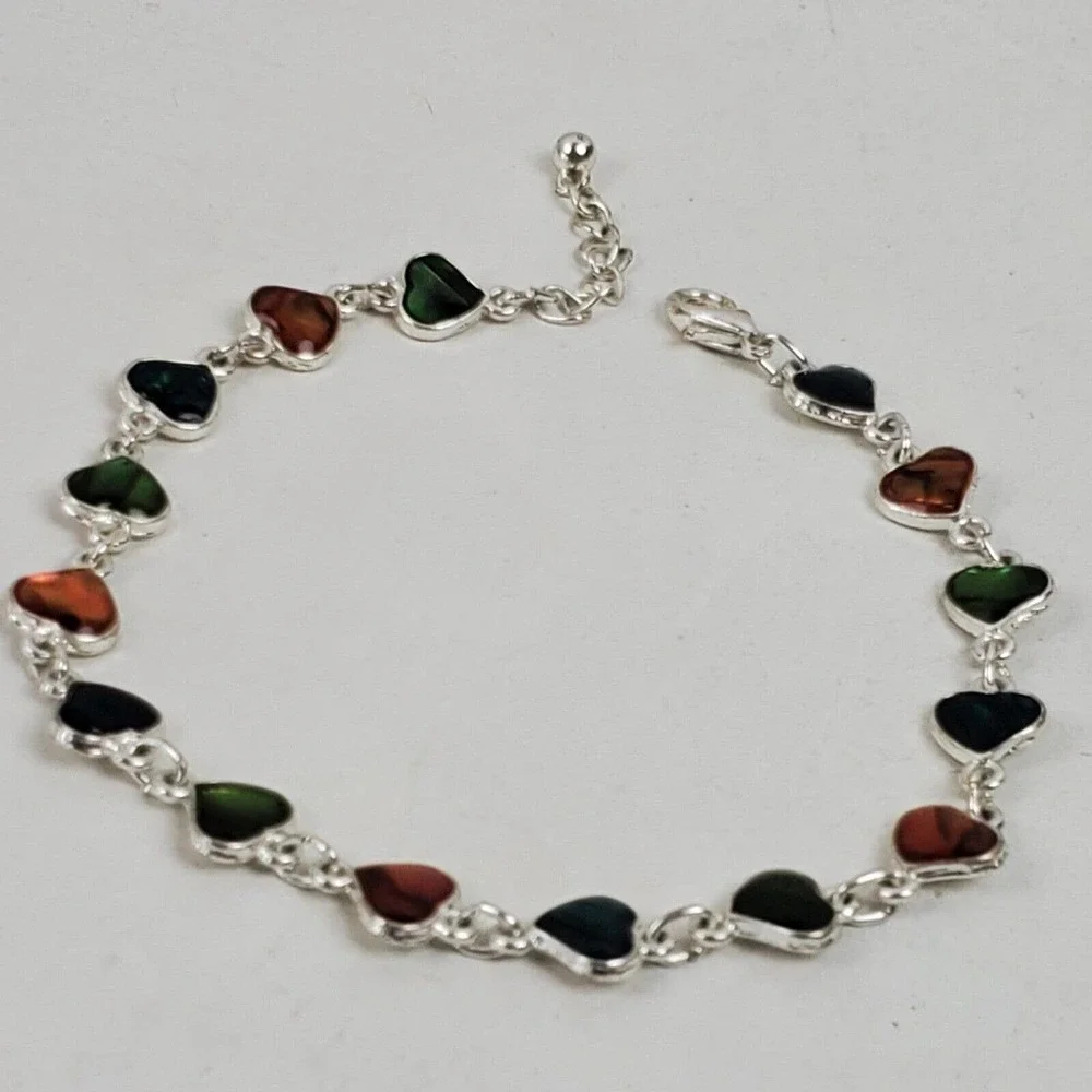 Vintage Hippie Style Love Heart Beaded Bracelet 10 Inch - Picture 3 of 5